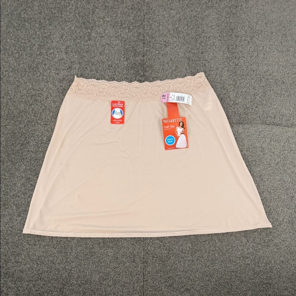 Vassarette Half Slip Wm Large 18" Tan Nude Beige Satin Lace Stretch 11072 Lattie